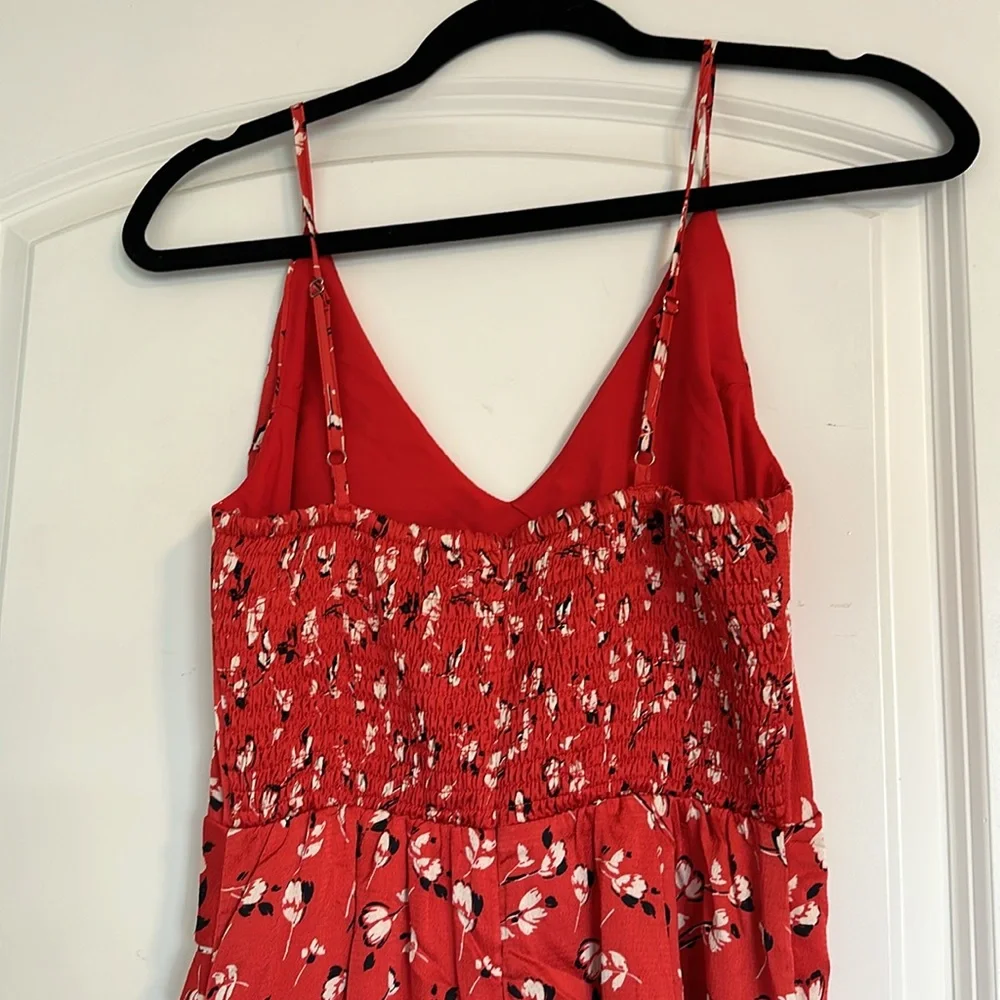 Lost and Wander Red Long Ruched Satin Dress